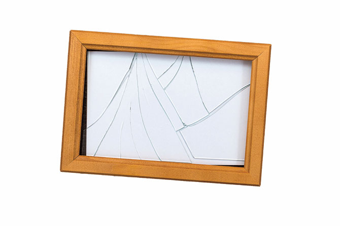 A broken picture frame