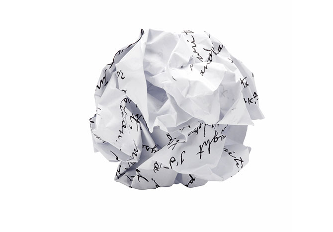 A crumpled sheet of paper