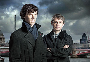 Sherlock Holmes and Watson from the BBC television series
