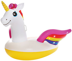 A unicorn water floaty