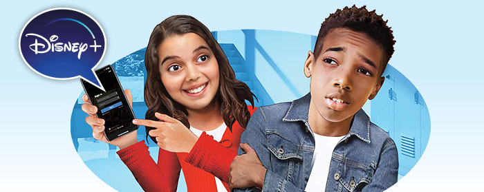 illustration of a girl and a boy logging into disney plus