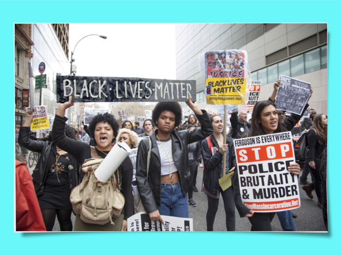 Young people protesting against police brutality