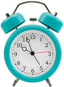 A blue alarm clock