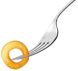 A spaghettio on a fork