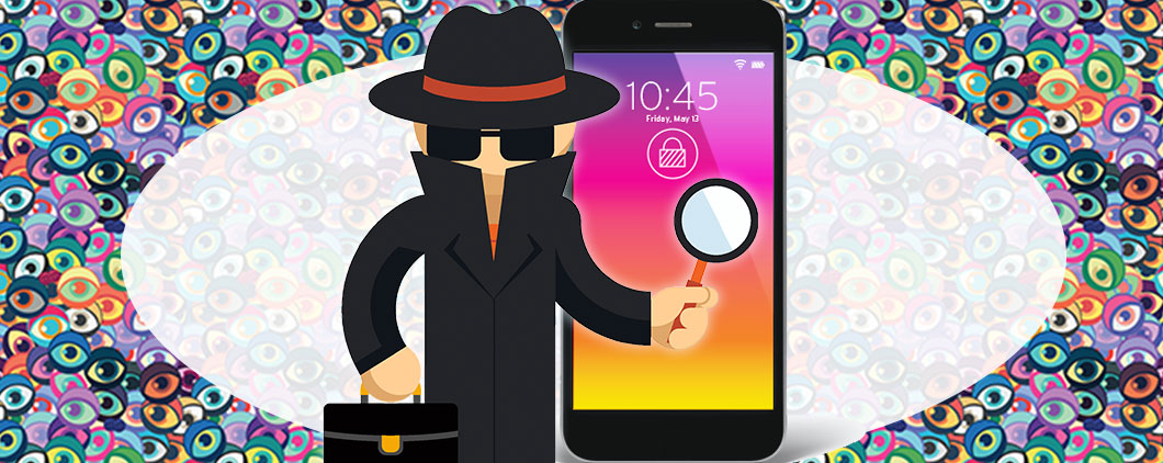 An iphone and an illustration of a person wearing sunglasses and holding a magnifying glass