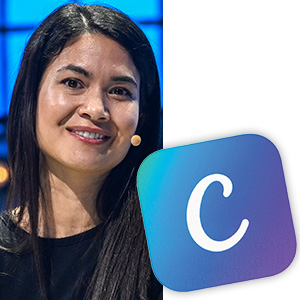 Photo of the creator of Canva and an icon of the app