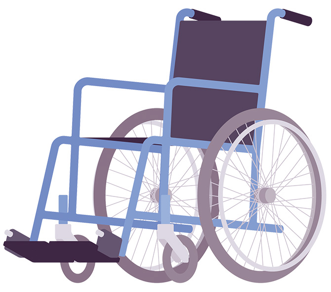 Digital illustration of a wheelchair