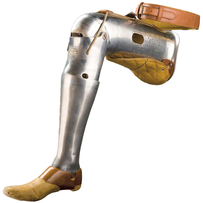 Photo of of one of the first versions of a prosthetic leg