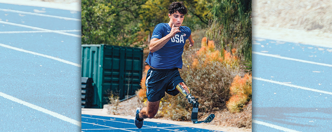 Photo of a runner with a prosthetic leg