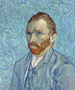 Blue painting of Vincent Van Gogh