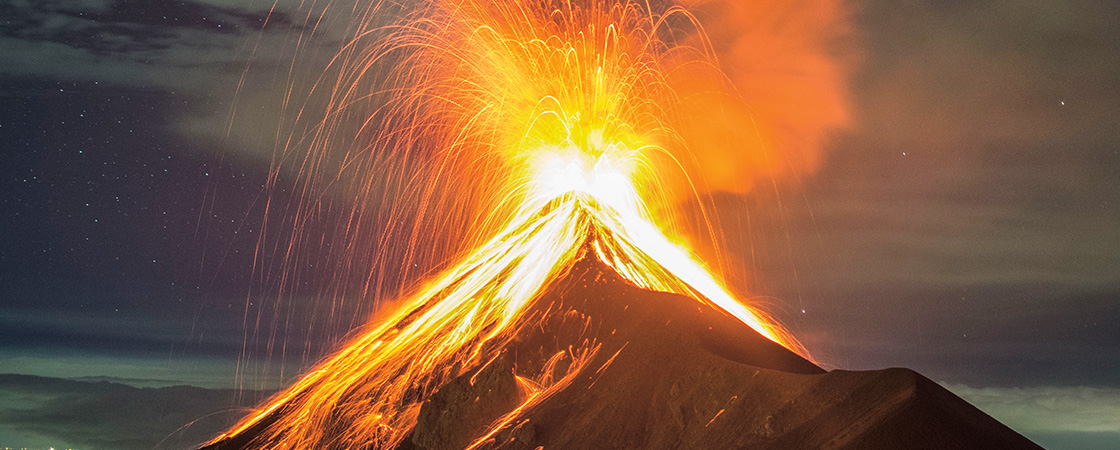 Image of a volcano erupting