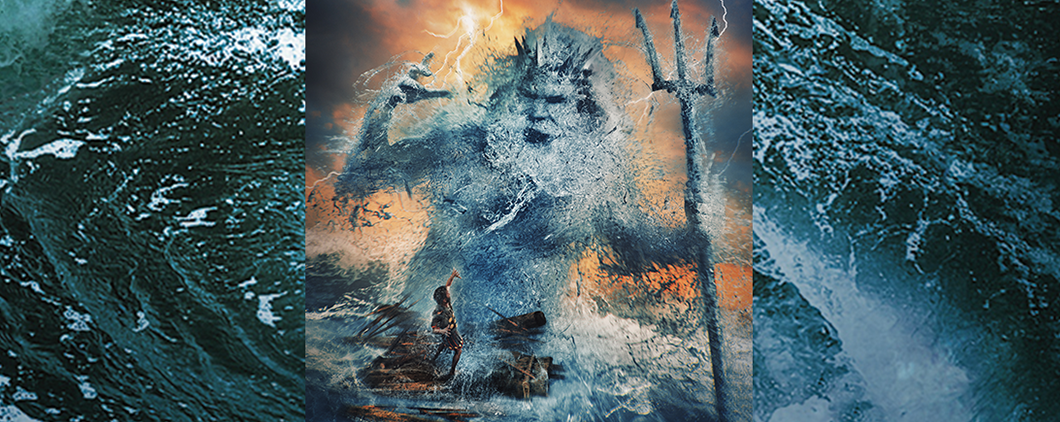 Illustration of an angry Poseidon with his trident