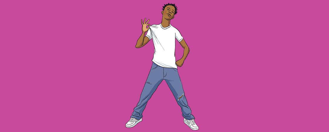 Illustration of a teen with a white tshirt and blue jeans